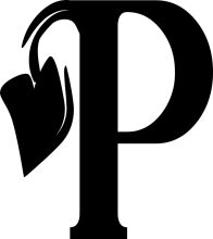 A Graphic Design of a Letter 'P' with a Bookmark Design Element