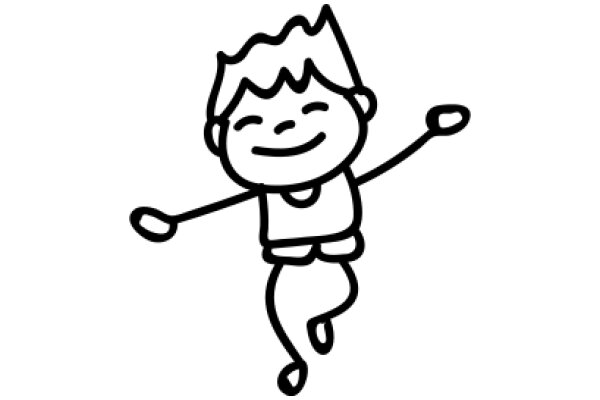 A Simple Line Drawing of a Happy Cartoon Character