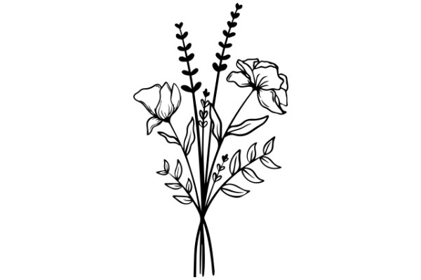 Floral Illustration: A Bouquet of Flowers and Leaves