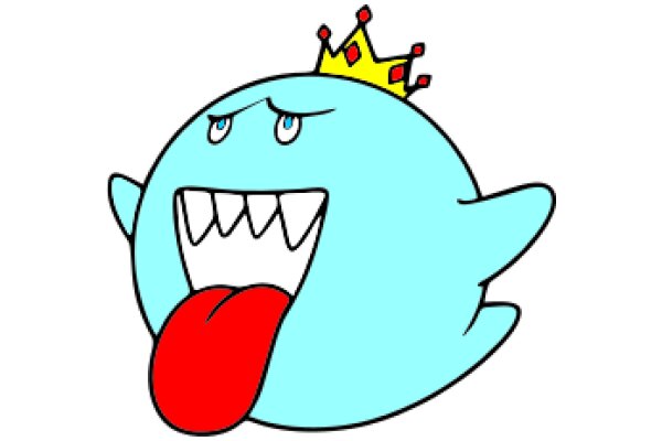 A Whimsical Cartoon: The Blue Monster with a Red Tongue and a Crown