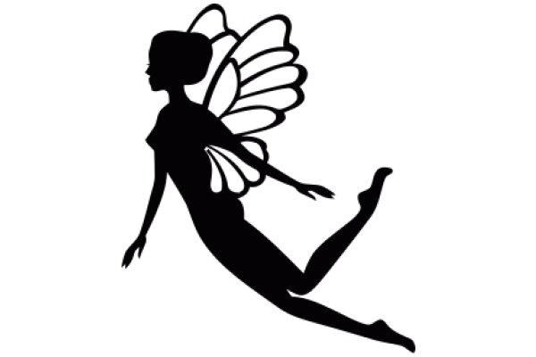 Silhouette of a Female Angel with Wings and Halo