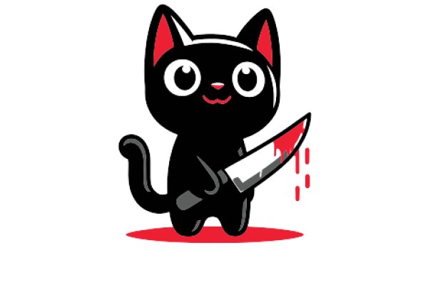 Cute Cartoon Cat with a Knife