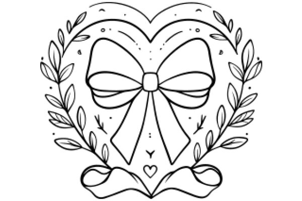 A Stylized Illustration of a Bow and Leaves