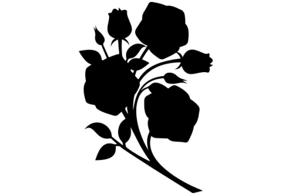 Silhouette of a Rose Bouquet