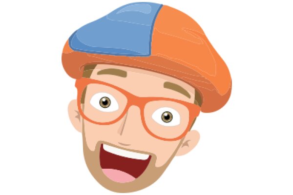 A Hilarious Illustration of a Man with a Blue Hat and Orange Glasses