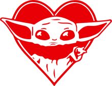 A Red and White Logo Featuring a Cute Alien Character