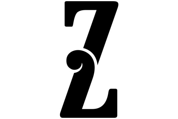 Stylized Black Letter 'Z' with a Curved Stem