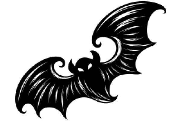 Stylized Black Bat with Curved Wings and Horns