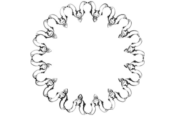 Intricate Drawing of a Circular Pattern with Animal-like Designs