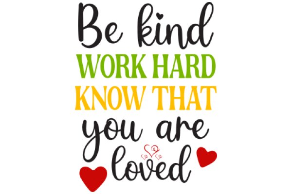 Inspirational Quote Poster: 'Be Kind, Work Hard, Know That You Are Loved'