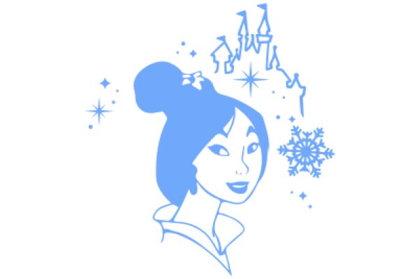 A Whimsical Illustration of a Woman with a Snowflake and Stars