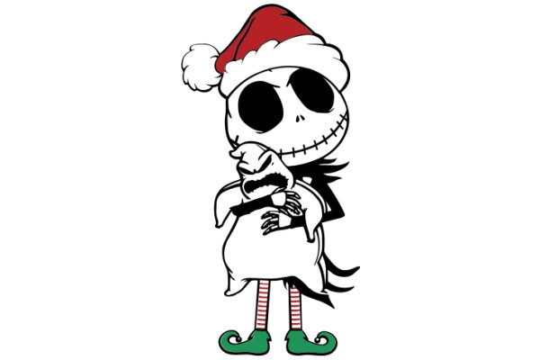 A Festive Holiday Greeting: A Cartoon Skull in a Santa Hat