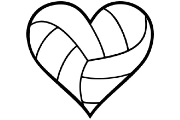 Simplistic Line Art of a Volleyball Heart