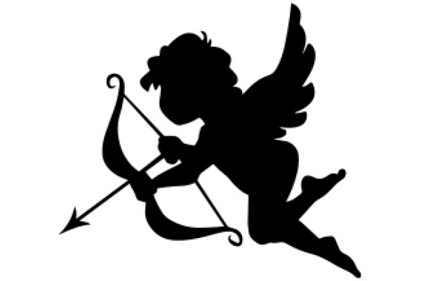 Silhouette of an Angelic Figure with a Bow and Arrow