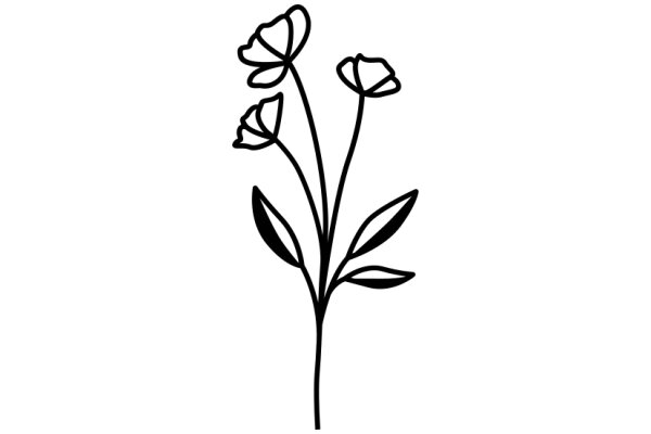 Simplistic Line Drawing of a Flower