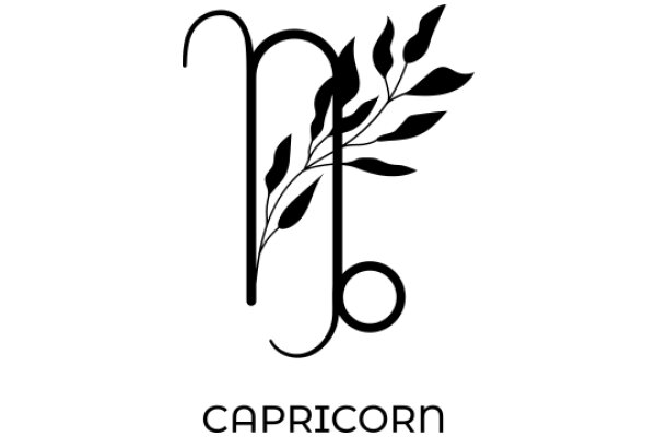 Stylized Logo of Capricorn with Leaf Design