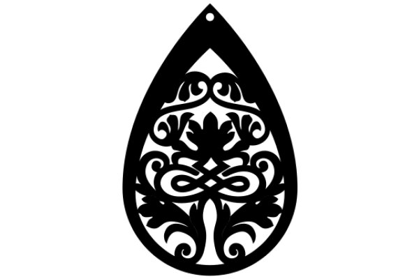 Stylized Black Decorative Leaf Design