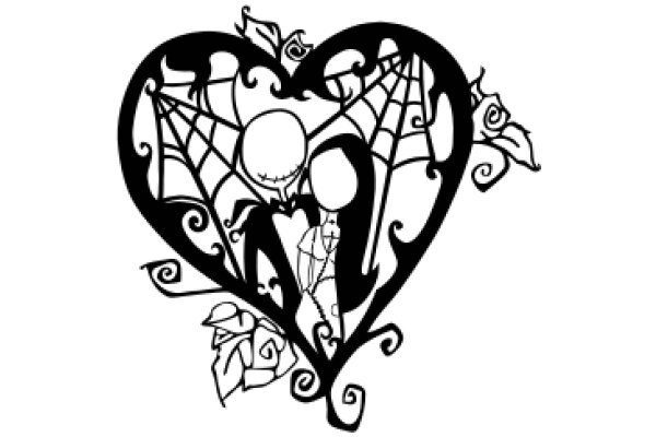 Whimsical Silhouette: A Heart-Shaped Spider Web with a Surprising Twist