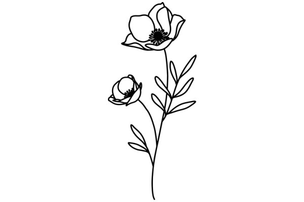 Simplicity in Nature: A Line Drawing of Two Flower Buds