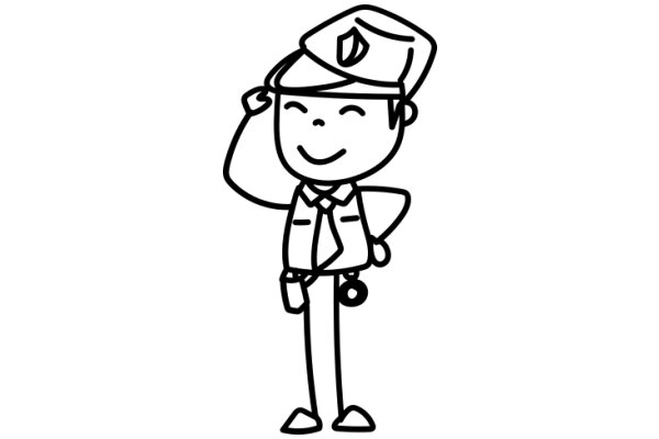 A Whimsical Illustration of a Police Officer in a Friendly Manner