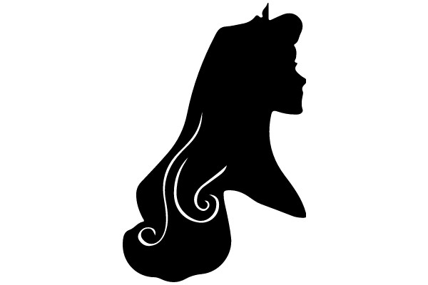 Silhouette of a Stylized Female Figure with a Swirl Design