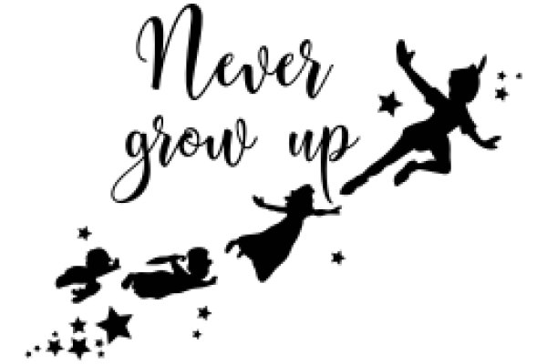 Inspirational Quote with Silhouette of a Flying Character and Stars