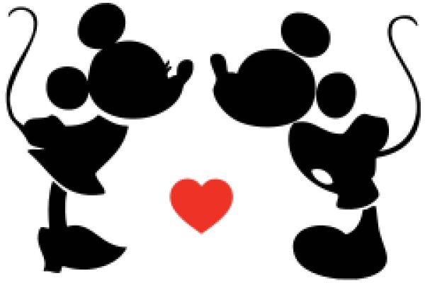 A Silhouette of Two Cartoon Characters Holding a Heart, Symbolizing Love and Friendship