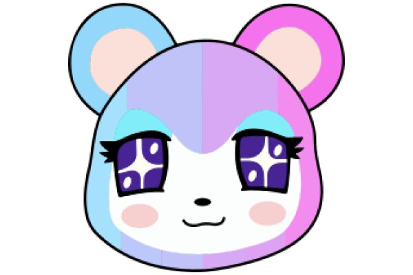 Cute Cartoon Character with Purple Eyes and Pink Ears