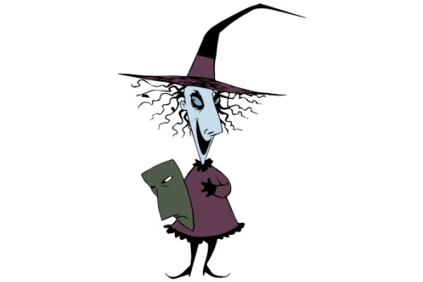 Whimsical Witch with a Mask: A Playful Cartoon Illustration