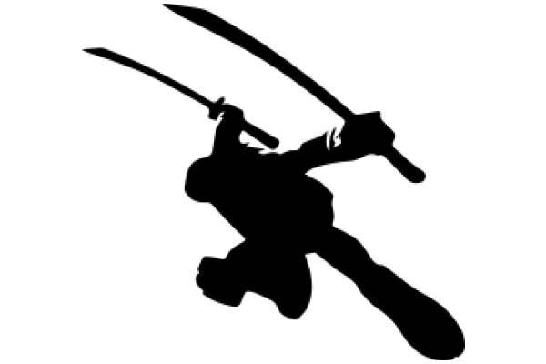 Silhouette of a Samurai Wielding Swords