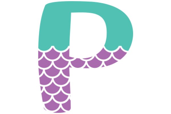 Stylized Letter 'P' with a Purple and White Fish Design