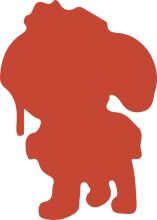 A Red Silhouette of a Figure with a Halo-like Shape Above It