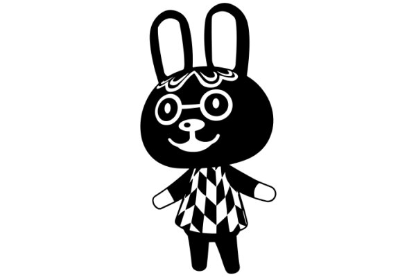 Stylish Cartoon Bunny with Glasses and Checkered Shirt