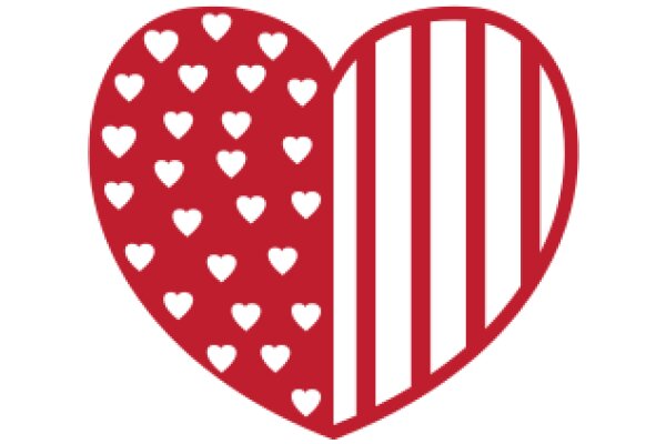 A Red Heart with White Stripes and Hearts