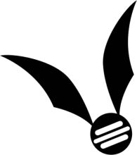 Stylized Black and White Logo of a Bat with a Ball