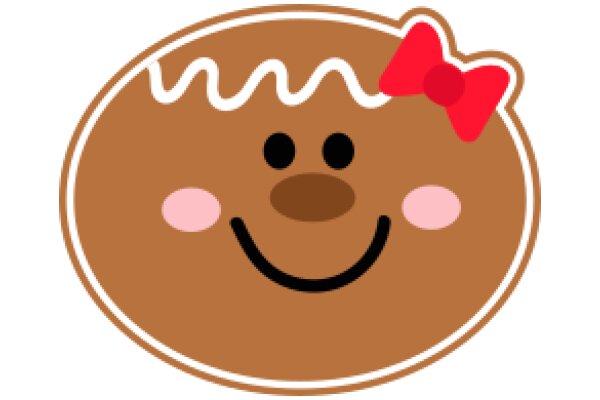 A Delightful Dessert Character: A Smiling Brown Cookie with a Red Bow