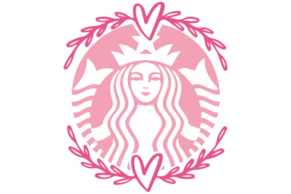 Stylized Starbucks Logo with Pink Crown and Leaves