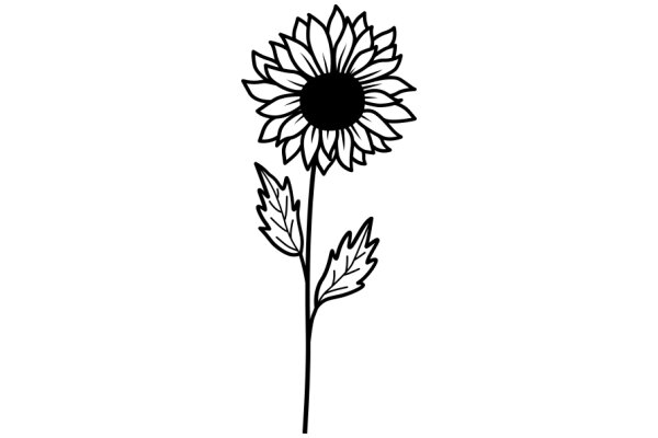 A Simple Line Drawing of a Sunflower