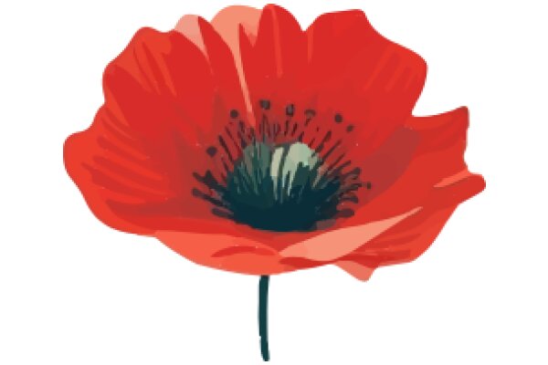 Vivid Red Poppy Illustration