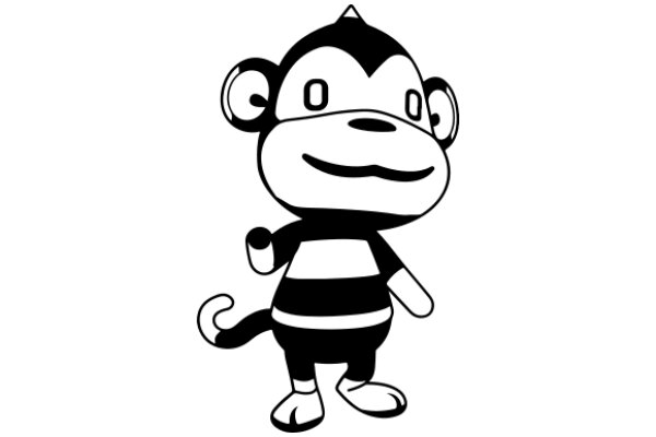 Monochrome Mischief: A Playful Cartoon of a Monkey