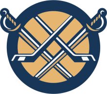 Stylized Hockey Logo with Blue and Gold Colors