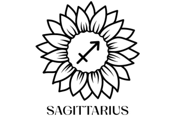 Stylized Logo of Sagittarius with a Compass Rose