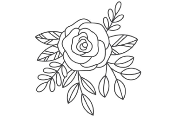 Elegant Rose with Leaves Illustration