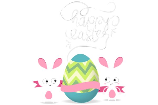 Happy Easter: A Playful Scene with Easter Eggs and Bunny Characters