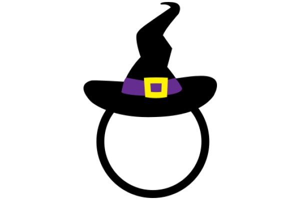 Stylized Halloween Witch's Hat with Purple and Yellow Accents