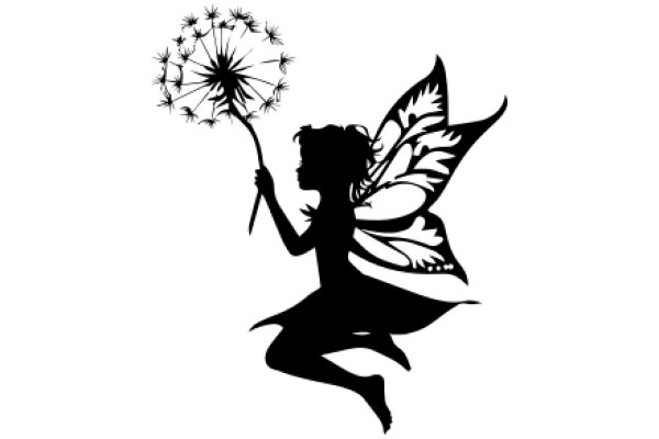 Silhouette of a Fairy with a Dandelion