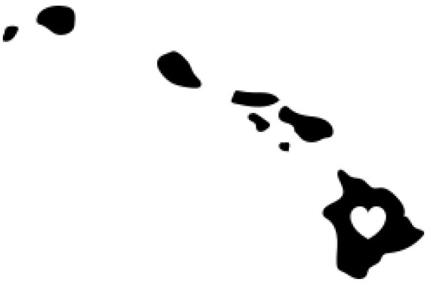 A Silhouette of a Heart and an Island on a White Background