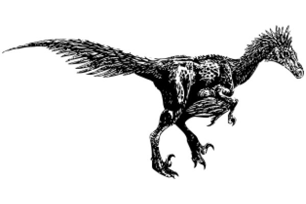 A Stylized Illustration of a Velociraptor in Flight