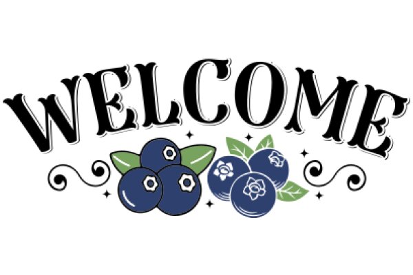 Welcome Sign with Blueberries and Leaves