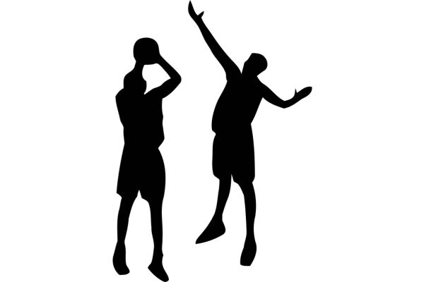 Silhouettes of Two People Celebrating a Basketball Victory